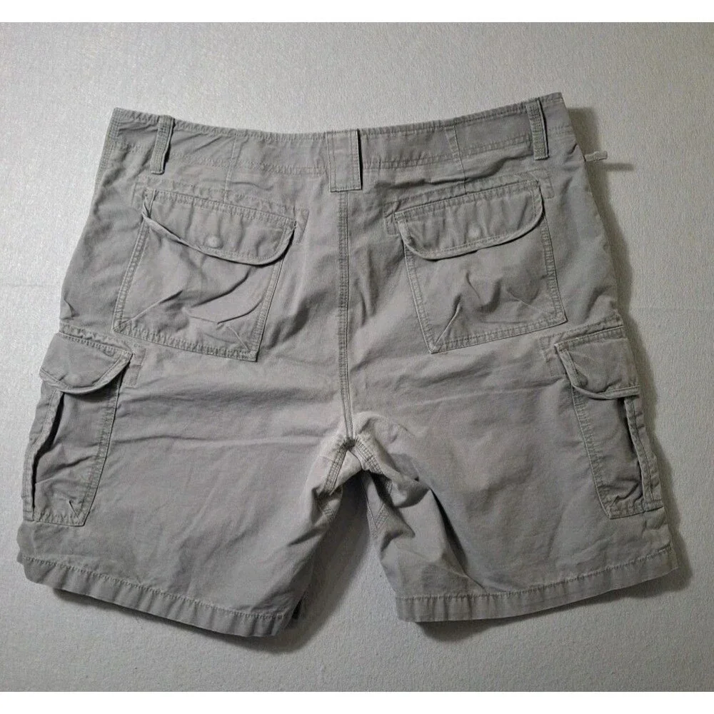 LL Bean Allagash Cargo Shorts Mens 42W Gray Cotton Outdoor Casual Hiking